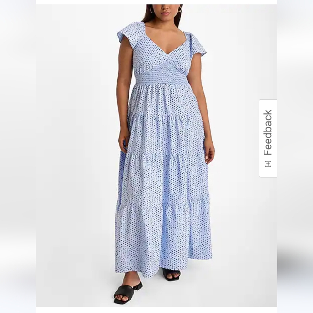 EXPRESS V NECK POLK- A-DOT MAXI DRESS size XL - Picture 3 of 9